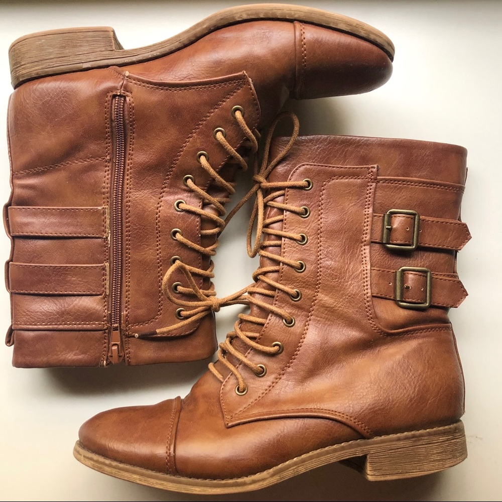 Brown Lace Up Heel Boots, 8 II Charlotte Russe
